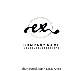 E X Initial Handwriting Logo Template