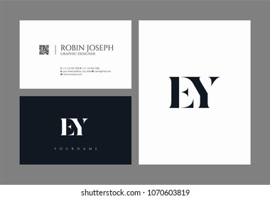 E Y, E & Y Alphabet joint logo icon with business card vector template.
