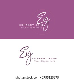 E Y EY Initial letter handwriting and signature logo.	