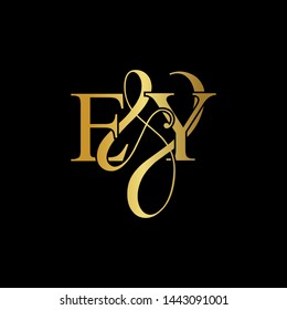 E & Y / EY logo initial vector mark. Initial letter E & Y EY luxury art vector mark logo, gold color on black background.