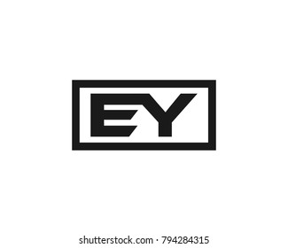 E Y initial box letter logo template vector