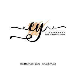 E Y Initial Handwriting Logo Template