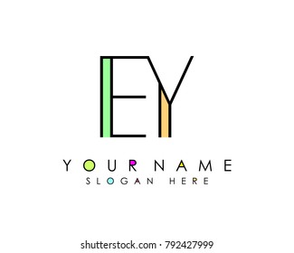 E & Y initial minimalist logo template vector