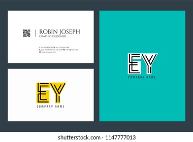 E & Y Joint logo icon with business card vector template.