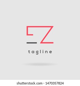 E & Z double letter logo design vector template