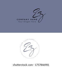  E Z EZ Initial letter handwriting and signature logo.	

