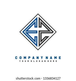 E Z initial letter, modern logo design template vector