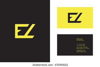 E Z  joint logo line letter icon with business card template