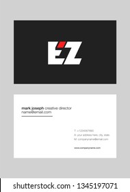 E Z letters Joint logo icon with business card vector template.