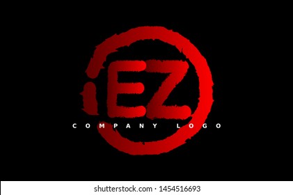 E Z Logo. EZ Letter Design Vector with red color. grunge style