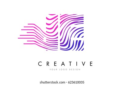 IE I E Zebra Letter Logo Design with Black and White Stripes Vector
