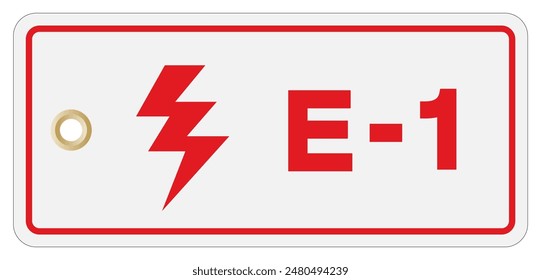 E-1 Electric Tag Label Symbol Sign, Vector Illustration, Isolate On White Background. EPS10