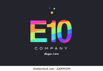 E10 e 10 ten letter number combination creative color green orange blue magenta pink company logo vector icon spectrum