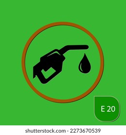 Icono de la boquilla de combustible E20 Petrol. Vector, EPS 8