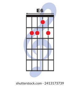 E6 guitar chord icon. Basic guitar chord vector illustration symbol design