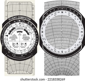  E6B flight computer vector drawing, 