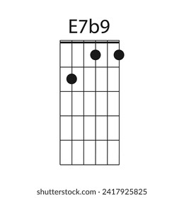 E7b9 guitar chord icon vector illustration design