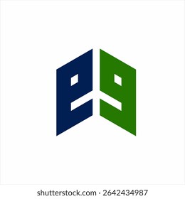 E9 logo design with peace symbol in negative space.