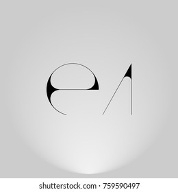 EA Black thin minimalist LOGO Design with Highlight on Gray background.