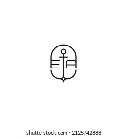 EA creative letter logo design in anchor concept with high quality professional design that will print well across any print media