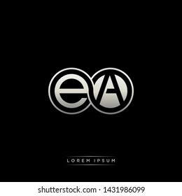 EA E A initial letter linked circle capital monogram logo modern template silver color edition