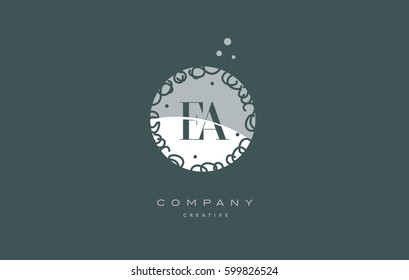 ea e a  monogram floral vintage retro green white alphabet decorative company letter logo design vector icon template 
