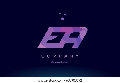 ea e a polygon polygonal letter alphabet text pink purple dots creative company logo vector icon design template