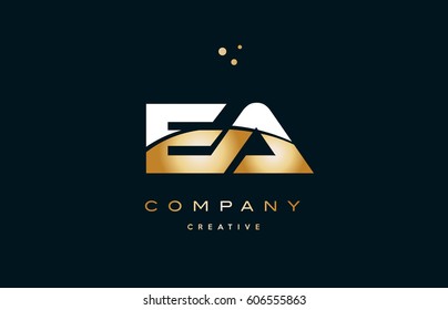 ea e a  white yellow gold golden metal metallic luxury alphabet company letter logo design vector icon template