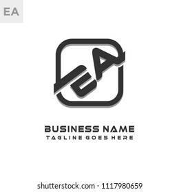 EA initial box letter logo template vector