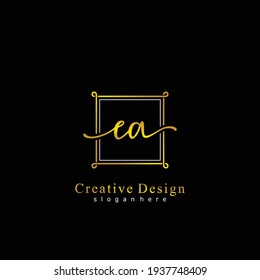 EA Initial calligraphy handwritten logo. Handwritten alphabet in the logo template. Letters and Alphabet for signature, wedding, fashion, floral and botanical logo design 
