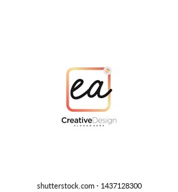 EA initial handwriting with color logo icon template vector.