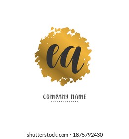 EA Diseño inicial de la escritura a mano y el logotipo de la firma con círculo. Hermoso diseño de logo escrito a mano para moda, equipo, boda, logo de lujo.
