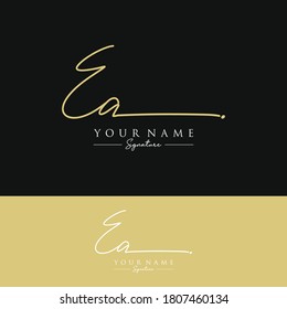 EA Escritura manuscrita inicial y logotipo de la firma.