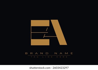 EA initial letter logo design. Letter E and A luxury alphabet letter logo icon template