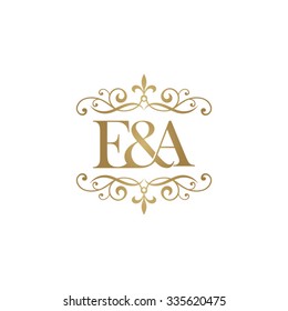 E&A Initial logo. Ornament ampersand monogram golden logo