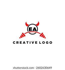 EA initial monogram for fitnes or gym logo with devil style design