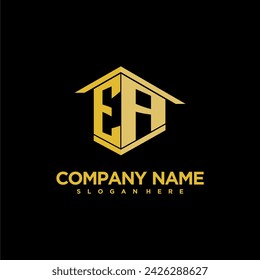 EA initial monogram logo for real estate with creative building style design