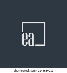 EA initial monogram logo with rectangle style dsign