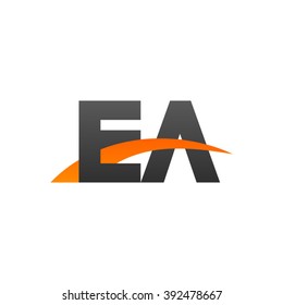 EA initial overlapping swoosh letter logo black orange