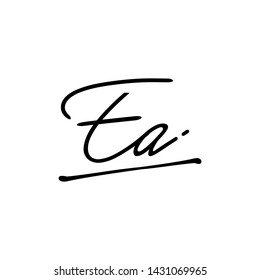 EA initial signature logo. handwriting logo template vector,
