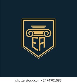 EA Initials Anwaltskanzlei Logo Anwaltslogo mit kreativem Rechtselement