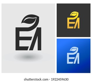 Letra EA inicial, diseño de logotipo de alimentos saludables de lujo natural concepto vectorial