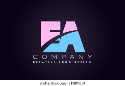 ea letter logo combination alphabet vector creative company icon design template modern  pink blue bold