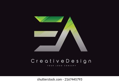 Diseño del logotipo de la carta EA en colores de textura verde. Ilustración del logotipo del icono del vector de letras modernas creativas.