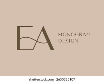 EA letter logo icon design. Classic style luxury initials monogram.