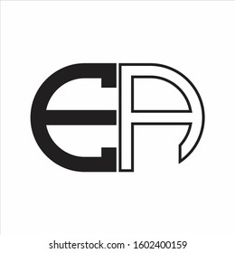 EA Letter logo monogram with oval shape negative space design template white background