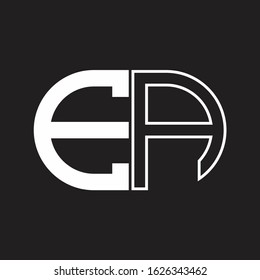 EA Letter logo monogram with oval shape negative space design template