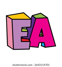 EA letter logo playful colorful vector isolated on white background