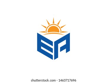 EA Letter logo with Sun symbol
