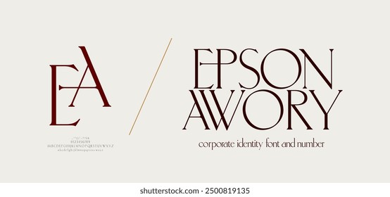 EA logo font and number. ci corporate identity modern luxury. Typography elegant beauty lettering serif italic fonts decorative brand wedding vintage retro logos. vector illustration
